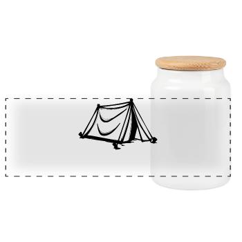 Camping Zelten Campingplatz Relaxen Wanderer - Panorama Keksdose mit Holzdeckel - Weiß - Vorne