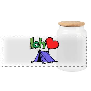 Tents Camping Camper Statement Wanderlust Heart - Panoramic Cookie Jar with Wooden Lid - white - Front