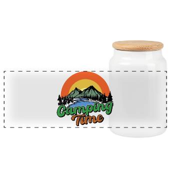 Natur Berge Camping Statement Campingplatz Relaxen - Panorama Keksdose mit Holzdeckel - Weiß - Vorne