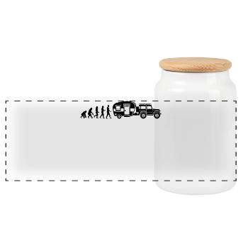 Camping Hikers Caravans Camping Campers - Panoramic Cookie Jar with Wooden Lid - white - Front
