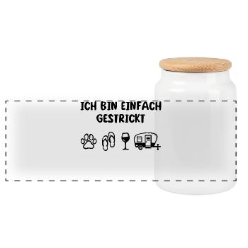 Relaxen Wanderer Camping Statement Wohnwagen - Panorama Keksdose mit Holzdeckel - Weiß - Vorne