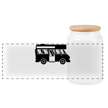 Camping-car Camping-car Randonneurs Camping - Boîte à biscuits avec couvercle en bois - blanc - Devant
