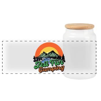 Campingplatz Camping Statement Berge Camper - Panorama Keksdose mit Holzdeckel - Weiß - Vorne