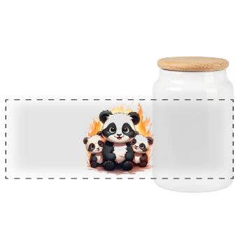 Escouade de bébés pandas - Boîte à biscuits avec couvercle en bois - blanc - Devant