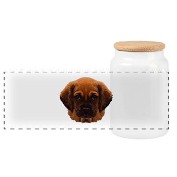 Tierdesign für Kleinkind, Hundewelpe gesicht - Panorama Keksdose mit Holzdeckel - Weiß - Vorne