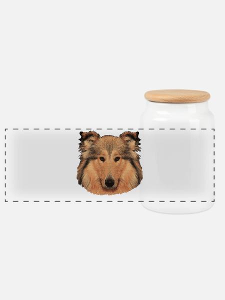 hunde tees mädchen, langhaar collie - Panorama Keksdose mit Holzdeckel - Weiß