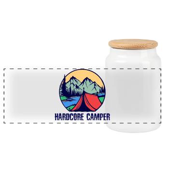 Tents Statement Camping Camper Mountains Nature - Panoramic Cookie Jar with Wooden Lid - white - Front