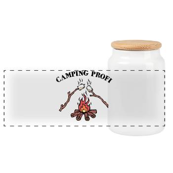 Camping Lagerfeuer Statement Wanderer Campingplatz - Panorama Keksdose mit Holzdeckel - Weiß - Vorne
