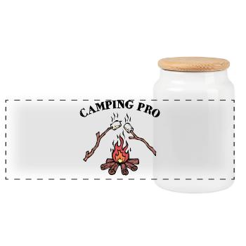 Lagerfeuer Campingplatz Statement Camping Camper - Panorama Keksdose mit Holzdeckel - Weiß - Vorne