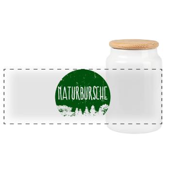 Berge Natur Campingplatz Camping Wanderer Chillen - Panorama Keksdose mit Holzdeckel - Weiß - Vorne