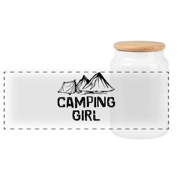 Zelten Wanderer Statement Berge Camping Chillen - Panorama Keksdose mit Holzdeckel - Weiß - Vorne