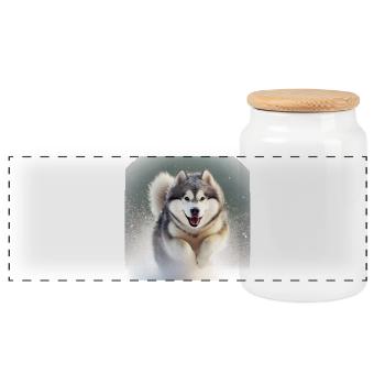 Run - Panoramic Cookie Jar with Wooden Lid - white - Front