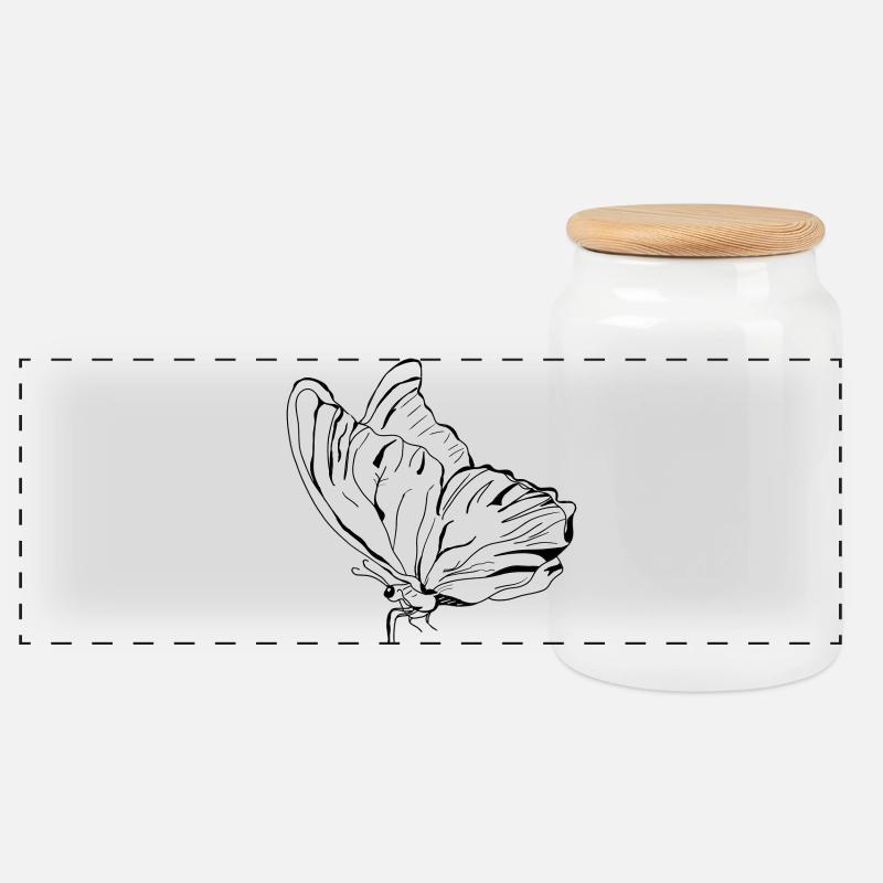Schmetterling Vecter - Panorama Keksdose mit Holzdeckel - Weiß