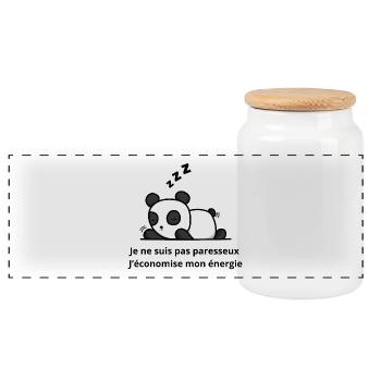 Panda Endormi Économise Son Énergie - Boîte à biscuits avec couvercle en bois - blanc - Devant