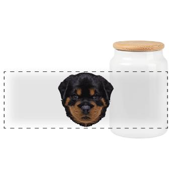 süße outfits, Rottweiler Welpe - Panorama Keksdose mit Holzdeckel - Weiß - Vorne
