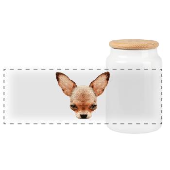 hündchen für baby, kurzhaar chihuahuakopf - Panorama Keksdose mit Holzdeckel - Weiß - Vorne