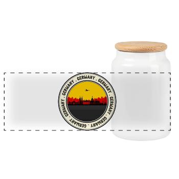 Allemagne Coucher de soleil Skyline Seal - Boîte à biscuits avec couvercle en bois - blanc - Devant