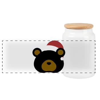 Black bear- Christmas edition - Panorama Keksdose mit Holzdeckel - Weiß - Vorne