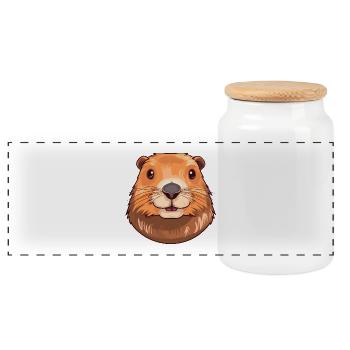 Und täglich grüßt das Murmeltier bunte Aquarell-Karikatur Kawaii Haustier - Panorama Keksdose mit Holzdeckel - Weiß - Vorne