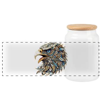 Aigle décoré de Mandalas - Boîte à biscuits avec couvercle en bois - blanc - Devant
