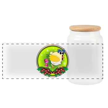 POULETS DE NOËL - Boîte à biscuits avec couvercle en bois - blanc - Devant