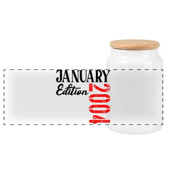 23 ans, 23e anniversaire JANVIER 2014 - Boîte à biscuits avec couvercle en bois - blanc - Devant