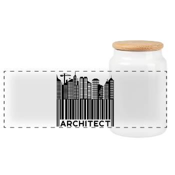 Job Architekt Spruch Karriere Beruf Arbeit - Panorama Keksdose mit Holzdeckel - Weiß - Vorne