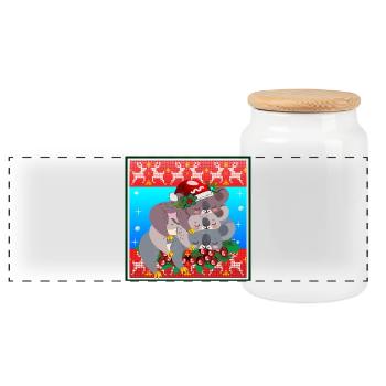 UGLY CHRISTMAS SWEATER - KOALA BEAR FAMILY - Panoramic Cookie Jar with Wooden Lid - white - Front