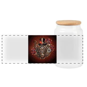 Magnifique design Steampunk - Boîte à biscuits avec couvercle en bois - blanc - Devant