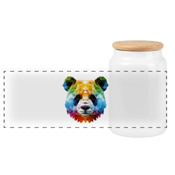 Panda Head - Colorful - Panoramic Cookie Jar with Wooden Lid - white - Front
