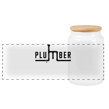 Job Klempner Arbeit Arbeiter Geld Verdienen Spruch - Panorama Keksdose mit Holzdeckel - Weiß - Vorne