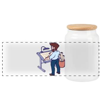 Project Manager Architect Job Supervisor Career - Panoramic Cookie Jar with Wooden Lid - white - Front