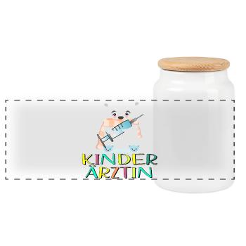Kinderärztin Medizinerin Kinderheilkunde - Panorama Keksdose mit Holzdeckel - Weiß - Vorne