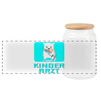 Geschenke für Kinderarzt - Pädiatrie Kinderklinik - Panorama Keksdose mit Holzdeckel - Weiß - Vorne