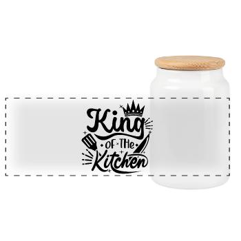 Roi de la cuisine - Boîte à biscuits avec couvercle en bois - blanc - Devant