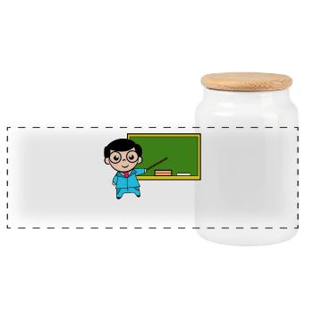 Profession Teacher Job Work Career Worker Success - Panoramic Cookie Jar with Wooden Lid - white - Front