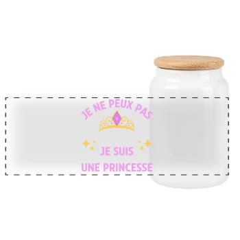 Je ne peux pas je suis une princesse - humour - Boîte à biscuits avec couvercle en bois - blanc - Devant