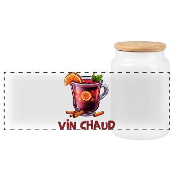 Winter sports, mulled wine, winter holidays - Panoramic Cookie Jar with Wooden Lid - white - Front