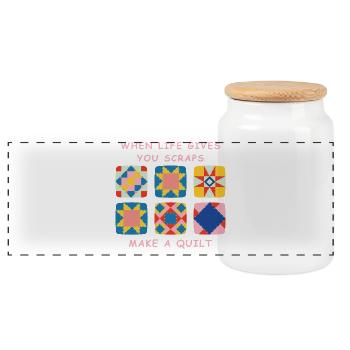 Wenn das Leben dir Fetzen gibt, mach einen Quilt - Panorama Keksdose mit Holzdeckel - Weiß - Vorne