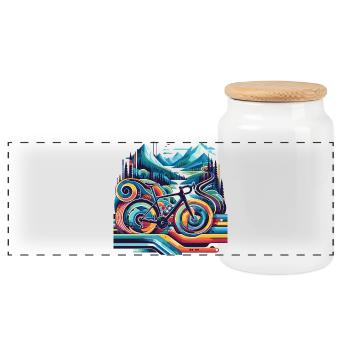 Vélo aux lignes ondulées - Boîte à biscuits avec couvercle en bois - blanc - Devant