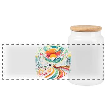 Intriguing bike. - Panoramic Cookie Jar with Wooden Lid - white - Front