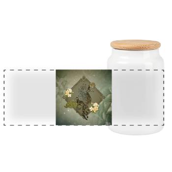 Einzigartige Fantasy-Vögel - Panorama Keksdose mit Holzdeckel - Weiß - Vorne