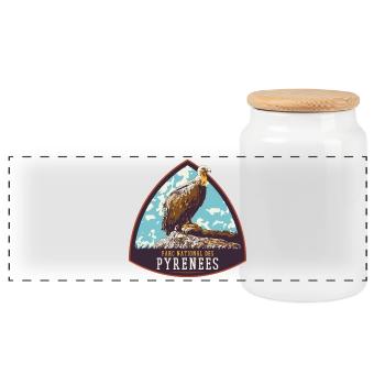 Écusson Vautour, Parc Pyrénées : Nature Protégée - Boîte à biscuits avec couvercle en bois - blanc - Devant