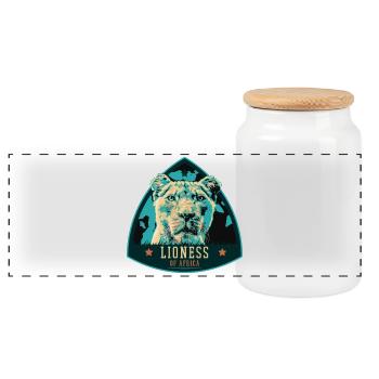Portrait de lionne – Illustration puissante - Boîte à biscuits avec couvercle en bois - blanc - Devant