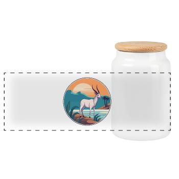 Oryx Aquarelle Dessin Animé Kawaii Clipart Animal - Boîte à biscuits avec couvercle en bois - blanc - Devant