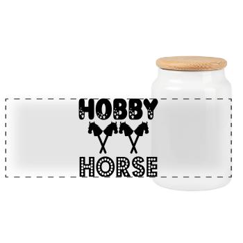 STECKENPFERDE - HOBBY HORSE - Panorama Keksdose mit Holzdeckel - Weiß - Vorne
