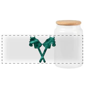 Hobby-Horsing HORSE RIDING - Panoramic Cookie Jar with Wooden Lid - white - Front
