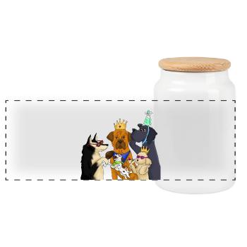 CHIENS VIP - Boîte à biscuits avec couvercle en bois - blanc - Devant