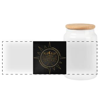 Papillons élégants en filigrane doré. - Boîte à biscuits avec couvercle en bois - blanc - Devant