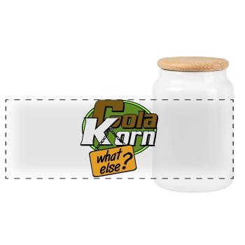 Korn , Party , Weizenkorn Cola Korn what else (25) - Panoramic Cookie Jar with Wooden Lid - white - Front